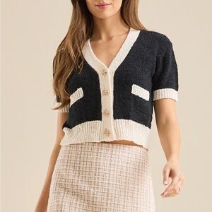 Altar'd State Black and Cream Cardigan